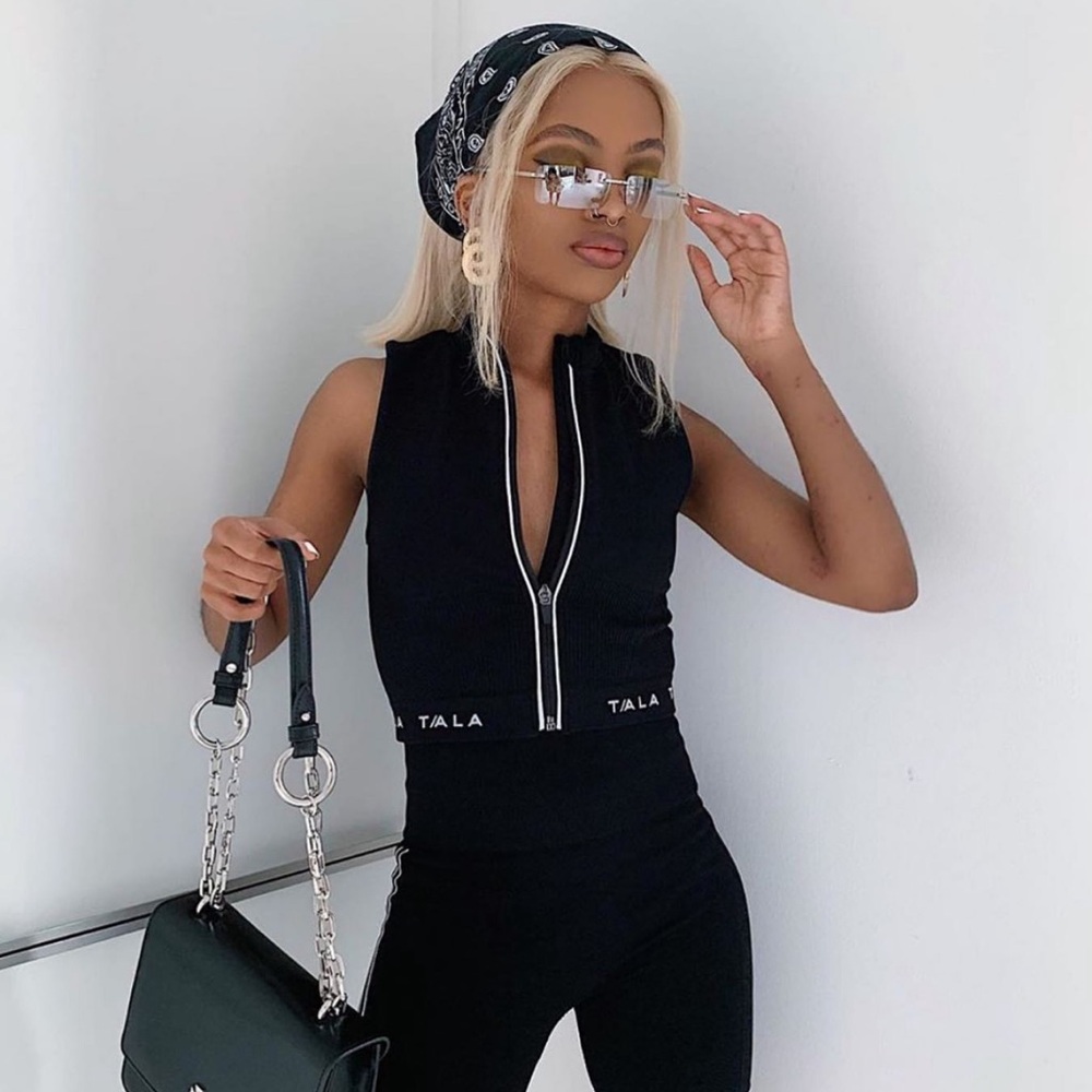 We Are Tala Wave Reflective Crop in Black